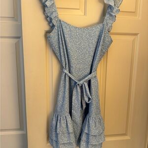 Likely Blue Floral Ruffle Dress